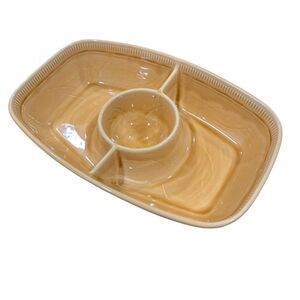 Franciscan Pottery Wheat Harvest Tan Brown Divided Server Dip Tray Vintage EUC